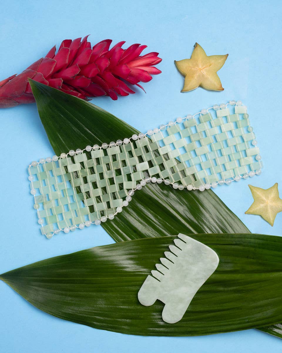 Jade Massage Comb + Gua Sha: Head + Scalp + Face + Body