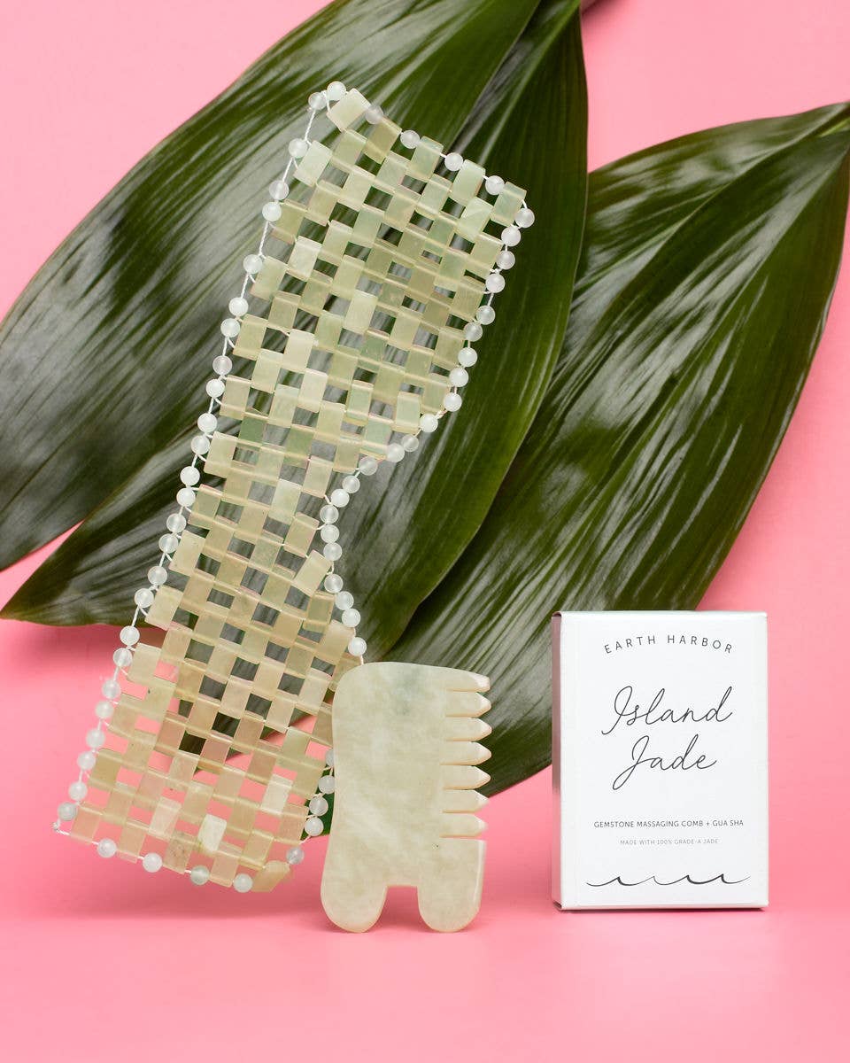 Jade Massage Comb + Gua Sha: Head + Scalp + Face + Body