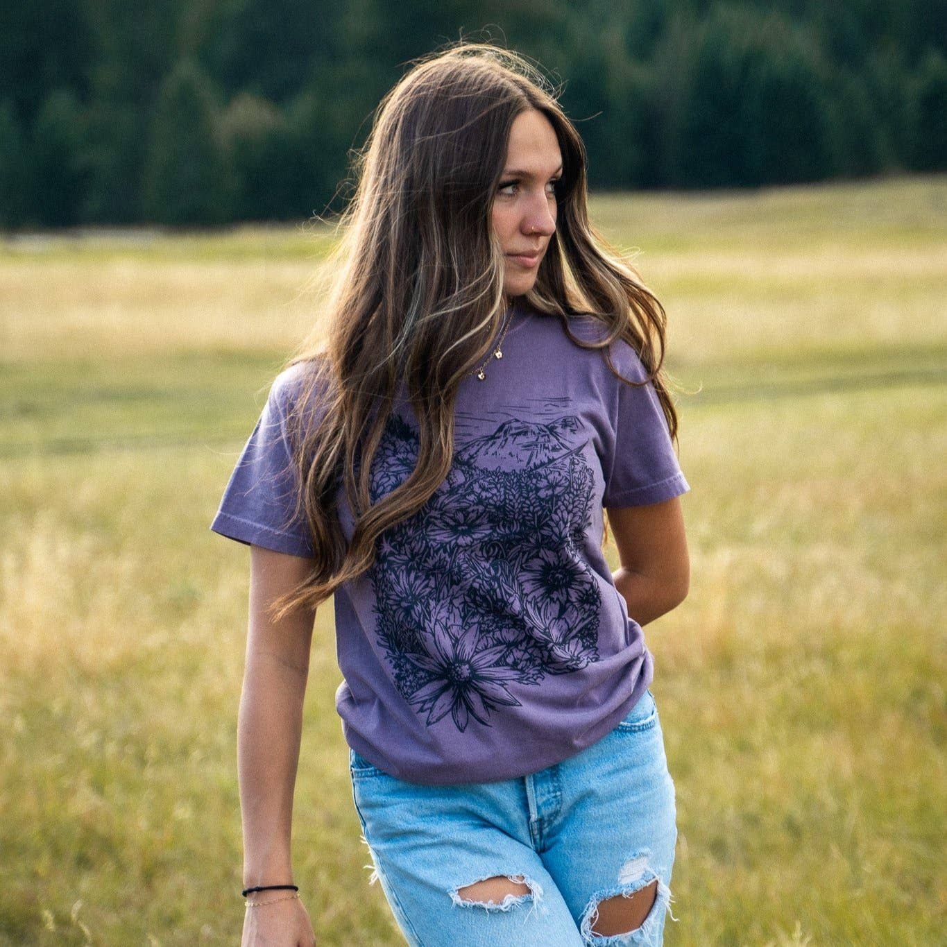 Flower Meadow Unisex Tee - Wine: XL
